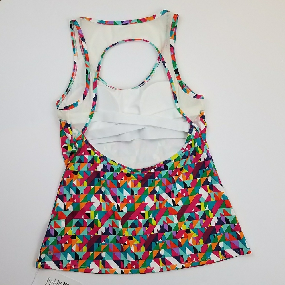 Fabletics Colorful Geometric Open Back Tank NWT - Picture 4 of 5